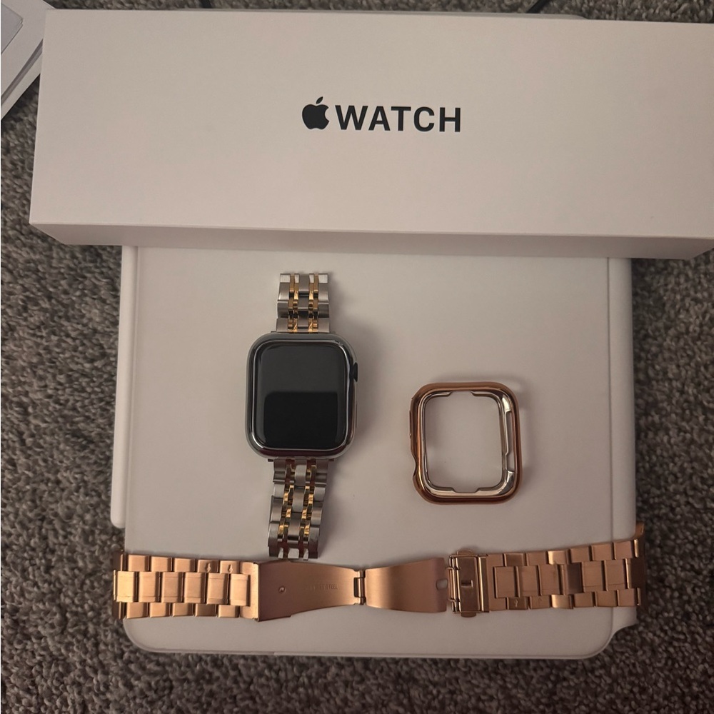 Apple Watch with Gold and Silver Band